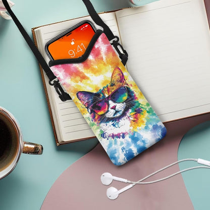 Neoprene Cross Body Phone Bag Pouch for Women Men Waterproof Small Crossbody Bag Protective Smartphone Case Pouch for Cellphone, Keys, Earbuds, Passport, Glitter Butterfly Sparkle Blue