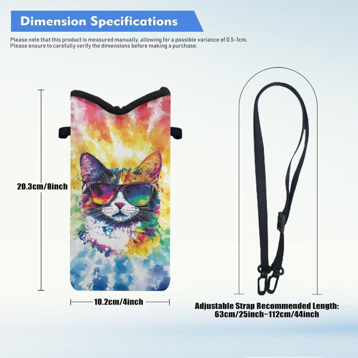 Neoprene Cross Body Phone Bag Pouch for Women Men Waterproof Small Crossbody Bag Protective Smartphone Case Pouch for Cellphone, Keys, Earbuds, Passport, Glitter Butterfly Sparkle Blue