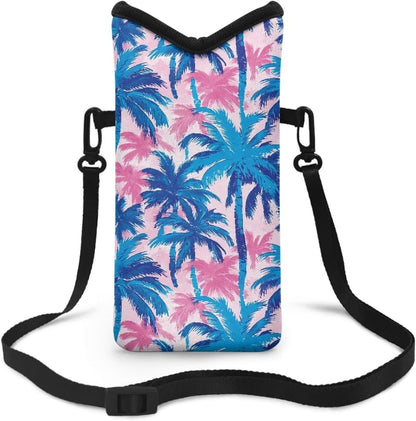 Neoprene Cross Body Phone Bag Pouch for Women Men Waterproof Small Crossbody Bag Protective Smartphone Case Pouch for Cellphone, Keys, Earbuds, Passport, Glitter Butterfly Sparkle Blue