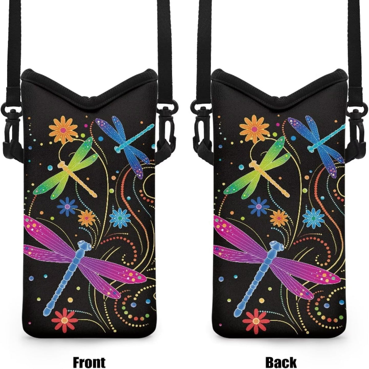 Neoprene Cross Body Phone Bag Pouch for Women Men Waterproof Small Crossbody Bag Protective Smartphone Case Pouch for Cellphone, Keys, Earbuds, Passport, Glitter Butterfly Sparkle Blue
