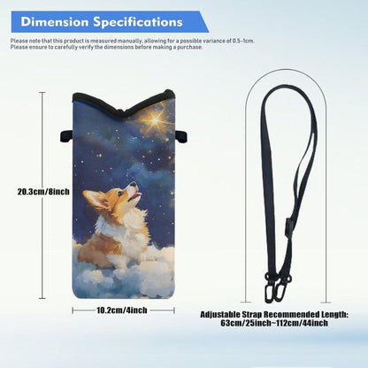 Neoprene Cross Body Phone Bag Pouch for Women Men Waterproof Small Crossbody Bag Protective Smartphone Case Pouch for Cellphone, Keys, Earbuds, Passport, Glitter Butterfly Sparkle Blue
