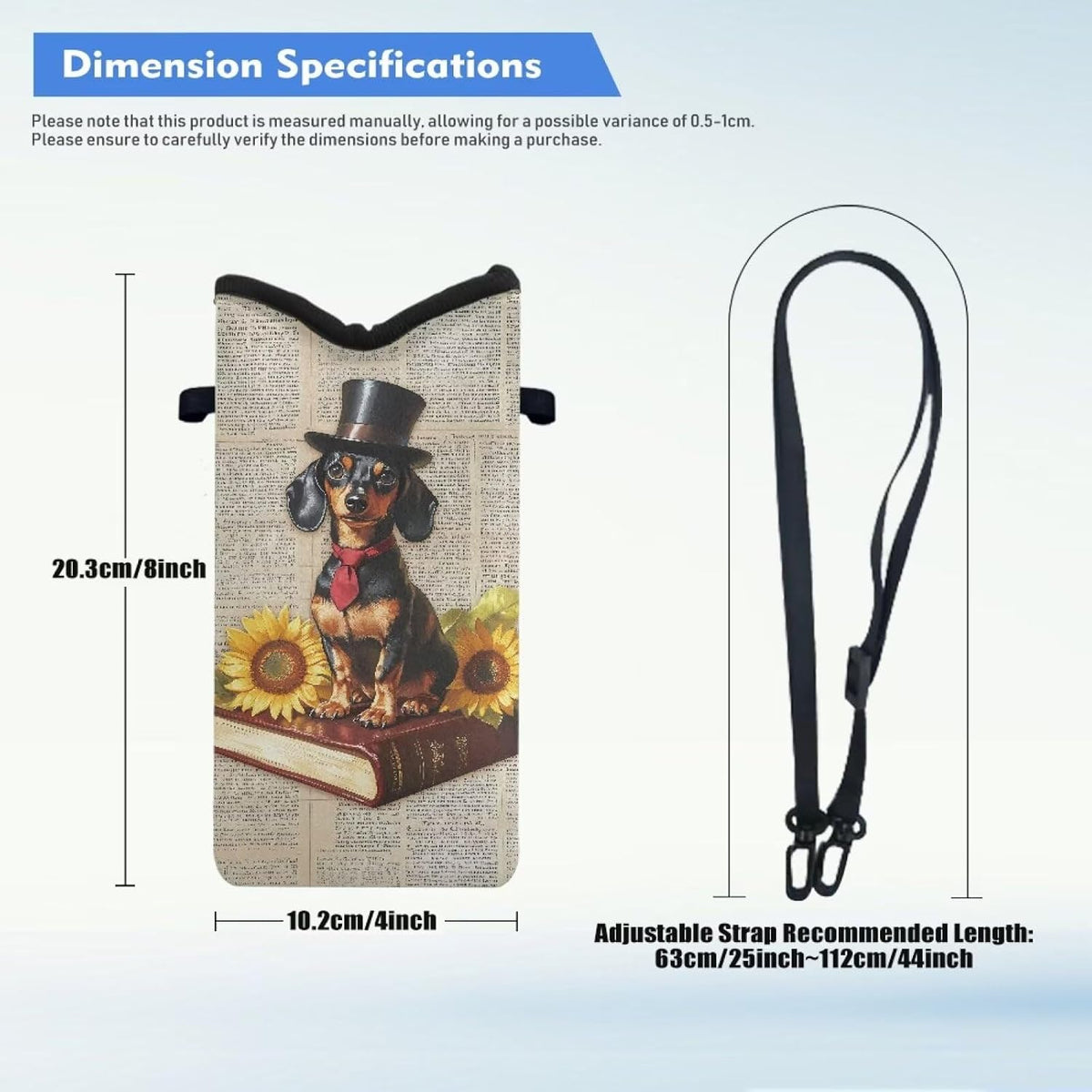 Neoprene Cross Body Phone Bag Pouch for Women Men Waterproof Small Crossbody Bag Protective Smartphone Case Pouch for Cellphone, Keys, Earbuds, Passport, Glitter Butterfly Sparkle Blue