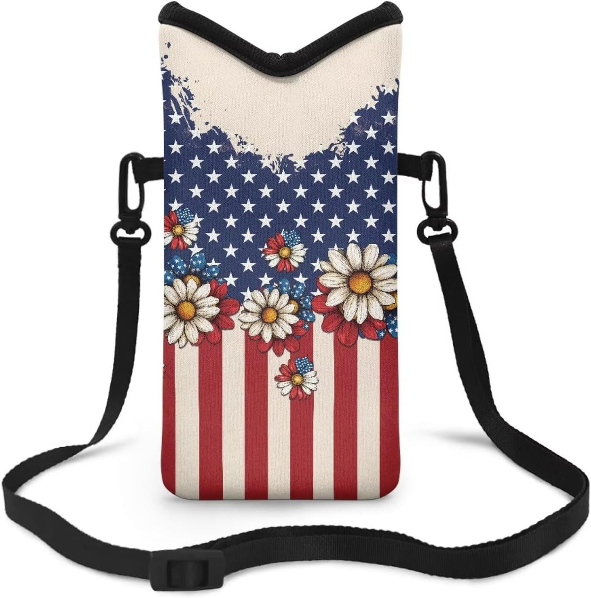 Neoprene Cross Body Phone Bag Pouch for Women Men Waterproof Small Crossbody Bag Protective Smartphone Case Pouch for Cellphone, Keys, Earbuds, Passport, Glitter Butterfly Sparkle Blue