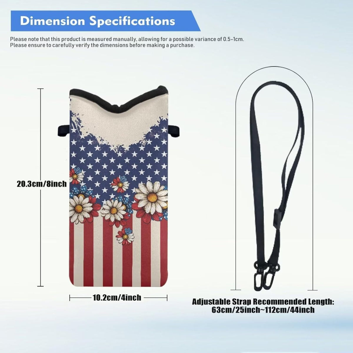 Neoprene Cross Body Phone Bag Pouch for Women Men Waterproof Small Crossbody Bag Protective Smartphone Case Pouch for Cellphone, Keys, Earbuds, Passport, Glitter Butterfly Sparkle Blue