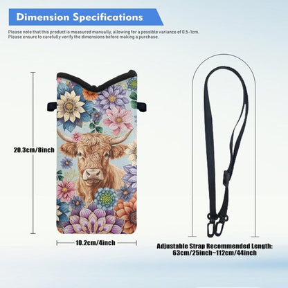 Neoprene Cross Body Phone Bag Pouch for Women Men Waterproof Small Crossbody Bag Protective Smartphone Case Pouch for Cellphone, Keys, Earbuds, Passport, Glitter Butterfly Sparkle Blue