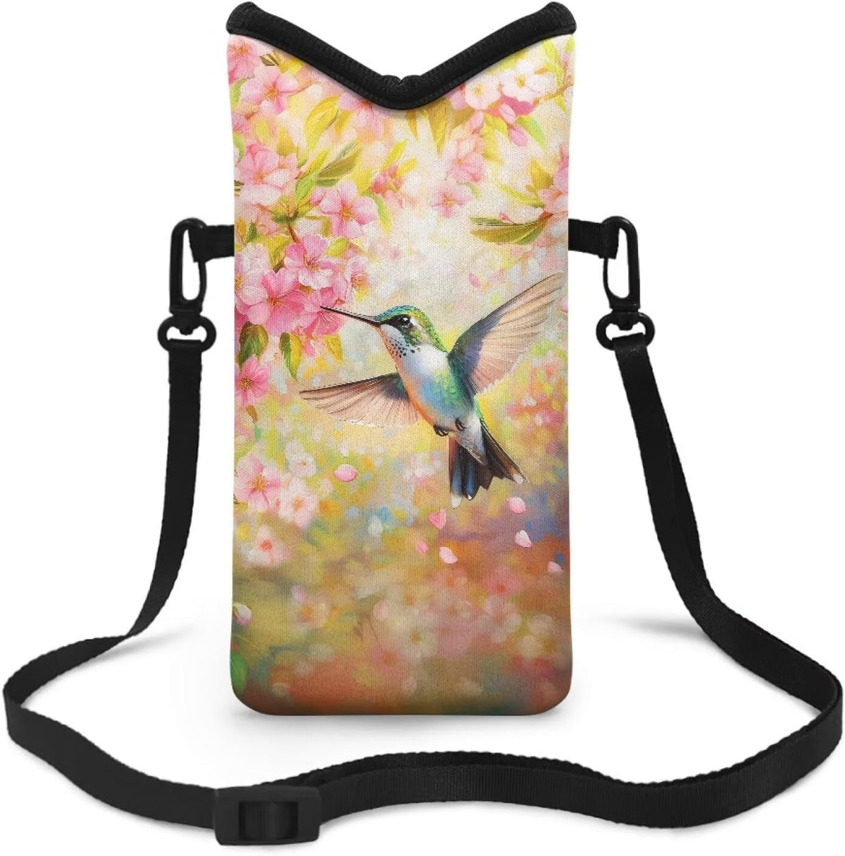 Neoprene Cross Body Phone Bag Pouch for Women Men Waterproof Small Crossbody Bag Protective Smartphone Case Pouch for Cellphone, Keys, Earbuds, Passport, Glitter Butterfly Sparkle Blue
