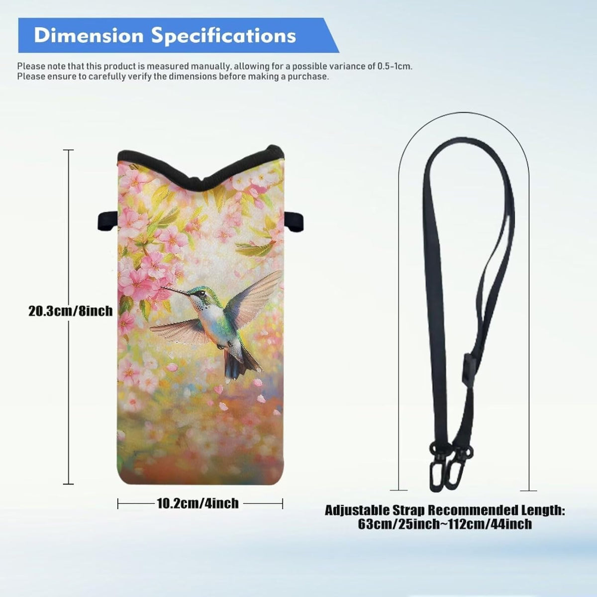 Neoprene Cross Body Phone Bag Pouch for Women Men Waterproof Small Crossbody Bag Protective Smartphone Case Pouch for Cellphone, Keys, Earbuds, Passport, Glitter Butterfly Sparkle Blue
