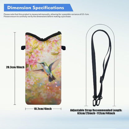 Neoprene Cross Body Phone Bag Pouch for Women Men Waterproof Small Crossbody Bag Protective Smartphone Case Pouch for Cellphone, Keys, Earbuds, Passport, Glitter Butterfly Sparkle Blue