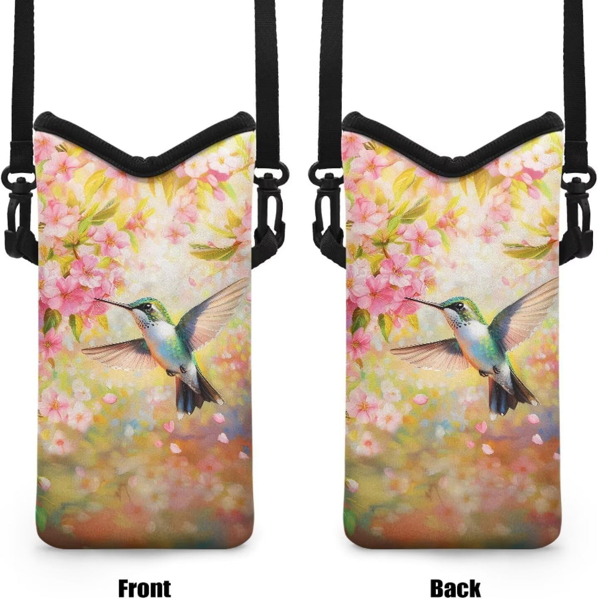 Neoprene Cross Body Phone Bag Pouch for Women Men Waterproof Small Crossbody Bag Protective Smartphone Case Pouch for Cellphone, Keys, Earbuds, Passport, Glitter Butterfly Sparkle Blue