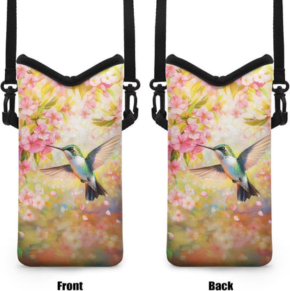 Neoprene Cross Body Phone Bag Pouch for Women Men Waterproof Small Crossbody Bag Protective Smartphone Case Pouch for Cellphone, Keys, Earbuds, Passport, Glitter Butterfly Sparkle Blue