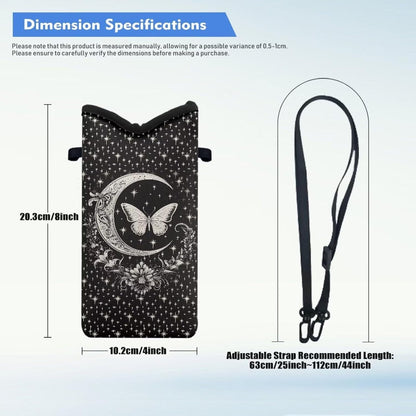 Neoprene Cross Body Phone Bag Pouch for Women Men Waterproof Small Crossbody Bag Protective Smartphone Case Pouch for Cellphone, Keys, Earbuds, Passport, Glitter Butterfly Sparkle Blue