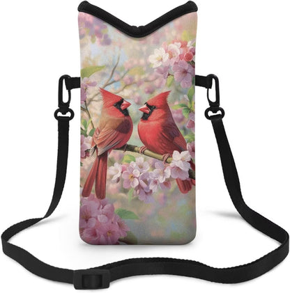 Neoprene Cross Body Phone Bag Pouch for Women Men Waterproof Small Crossbody Bag Protective Smartphone Case Pouch for Cellphone, Keys, Earbuds, Passport, Glitter Butterfly Sparkle Blue