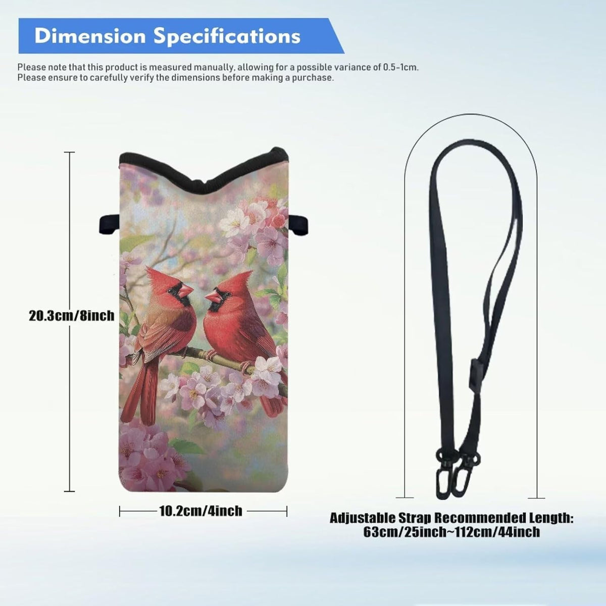 Neoprene Cross Body Phone Bag Pouch for Women Men Waterproof Small Crossbody Bag Protective Smartphone Case Pouch for Cellphone, Keys, Earbuds, Passport, Glitter Butterfly Sparkle Blue