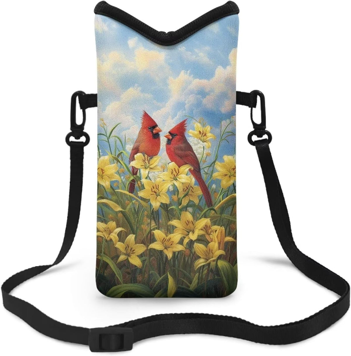 Neoprene Cross Body Phone Bag Pouch for Women Men Waterproof Small Crossbody Bag Protective Smartphone Case Pouch for Cellphone, Keys, Earbuds, Passport, Glitter Butterfly Sparkle Blue