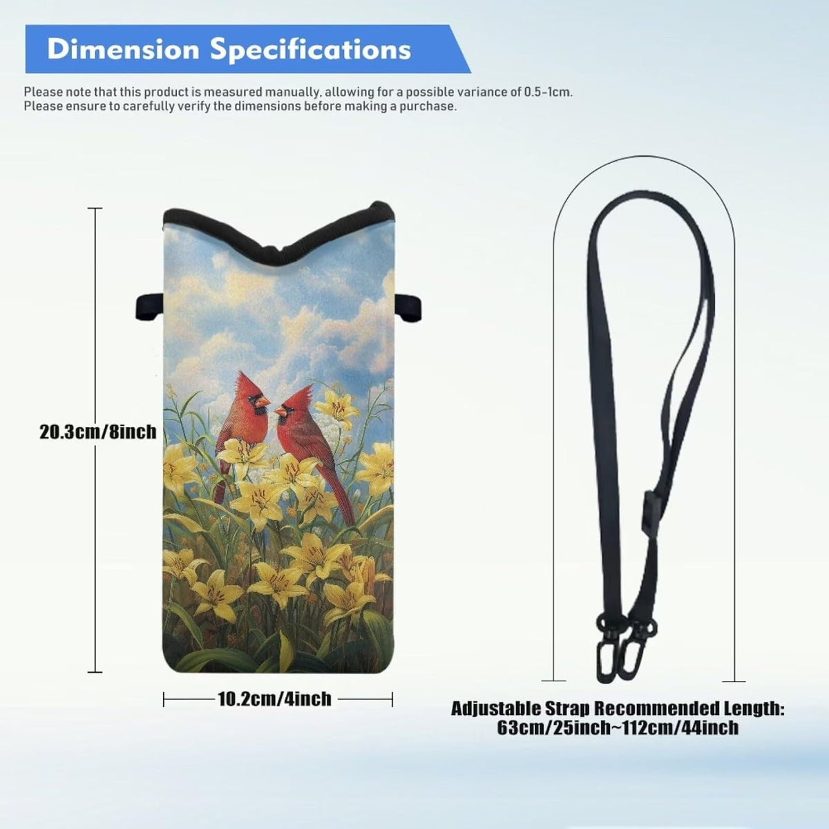 Neoprene Cross Body Phone Bag Pouch for Women Men Waterproof Small Crossbody Bag Protective Smartphone Case Pouch for Cellphone, Keys, Earbuds, Passport, Glitter Butterfly Sparkle Blue