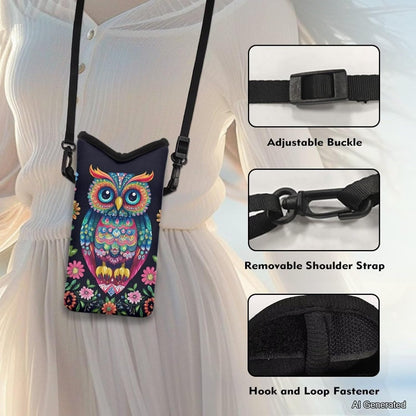 Neoprene Cross Body Phone Bag Pouch for Women Men Waterproof Small Crossbody Bag Protective Smartphone Case Pouch for Cellphone, Keys, Earbuds, Passport, Glitter Butterfly Sparkle Blue