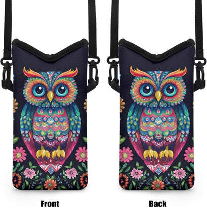 Neoprene Cross Body Phone Bag Pouch for Women Men Waterproof Small Crossbody Bag Protective Smartphone Case Pouch for Cellphone, Keys, Earbuds, Passport, Glitter Butterfly Sparkle Blue