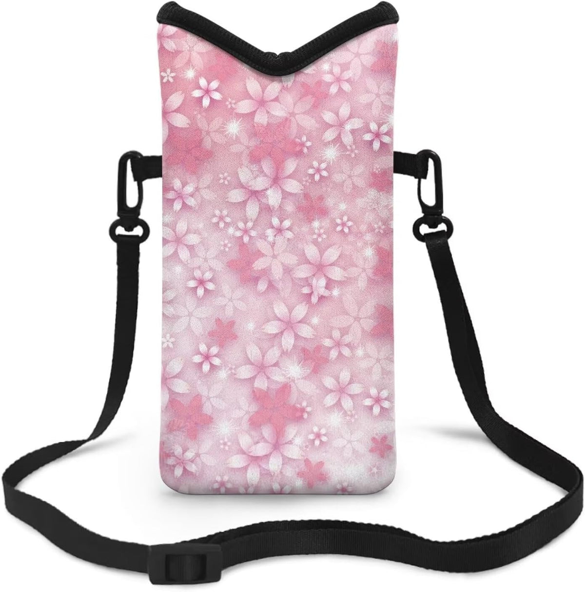 Neoprene Cross Body Phone Bag Pouch for Women Men Waterproof Small Crossbody Bag Protective Smartphone Case Pouch for Cellphone, Keys, Earbuds, Passport, Glitter Butterfly Sparkle Blue