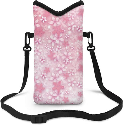 Neoprene Cross Body Phone Bag Pouch for Women Men Waterproof Small Crossbody Bag Protective Smartphone Case Pouch for Cellphone, Keys, Earbuds, Passport, Glitter Butterfly Sparkle Blue