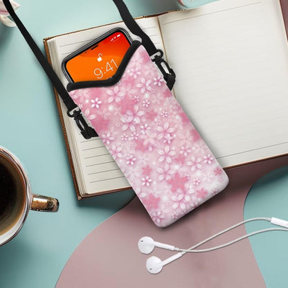 Neoprene Cross Body Phone Bag Pouch for Women Men Waterproof Small Crossbody Bag Protective Smartphone Case Pouch for Cellphone, Keys, Earbuds, Passport, Glitter Butterfly Sparkle Blue