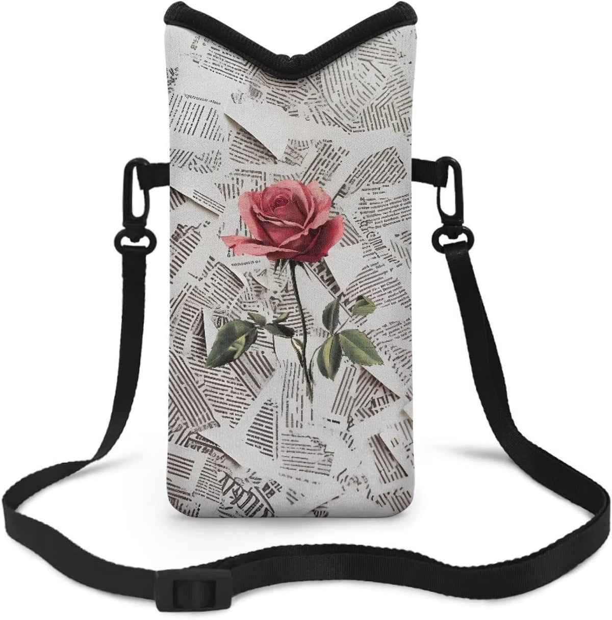 Neoprene Cross Body Phone Bag Pouch for Women Men Waterproof Small Crossbody Bag Protective Smartphone Case Pouch for Cellphone, Keys, Earbuds, Passport, Glitter Butterfly Sparkle Blue