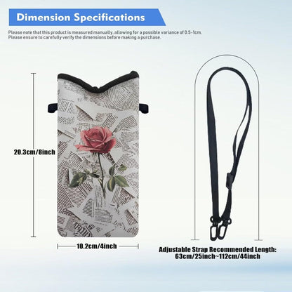 Neoprene Cross Body Phone Bag Pouch for Women Men Waterproof Small Crossbody Bag Protective Smartphone Case Pouch for Cellphone, Keys, Earbuds, Passport, Glitter Butterfly Sparkle Blue