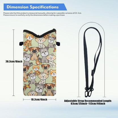 Neoprene Cross Body Phone Bag Pouch for Women Men Waterproof Small Crossbody Bag Protective Smartphone Case Pouch for Cellphone, Keys, Earbuds, Passport, Glitter Butterfly Sparkle Blue
