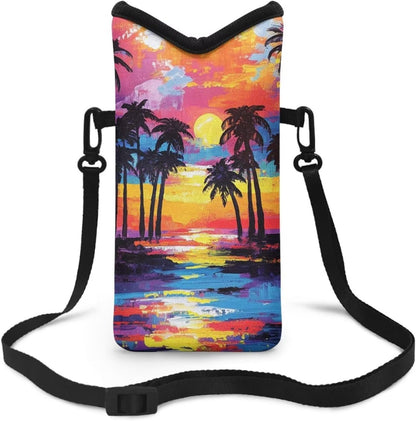 Neoprene Cross Body Phone Bag Pouch for Women Men Waterproof Small Crossbody Bag Protective Smartphone Case Pouch for Cellphone, Keys, Earbuds, Passport, Glitter Butterfly Sparkle Blue
