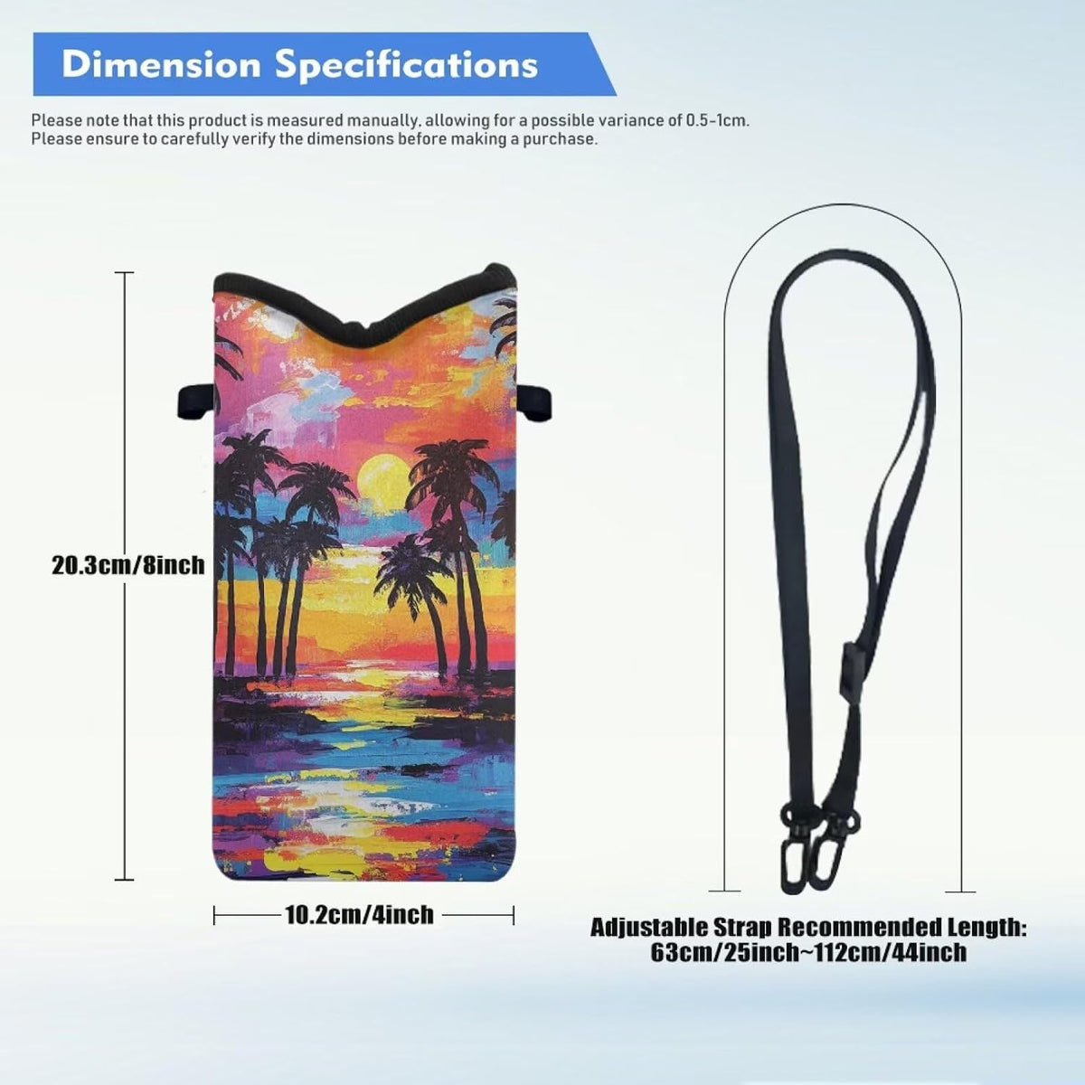 Neoprene Cross Body Phone Bag Pouch for Women Men Waterproof Small Crossbody Bag Protective Smartphone Case Pouch for Cellphone, Keys, Earbuds, Passport, Glitter Butterfly Sparkle Blue
