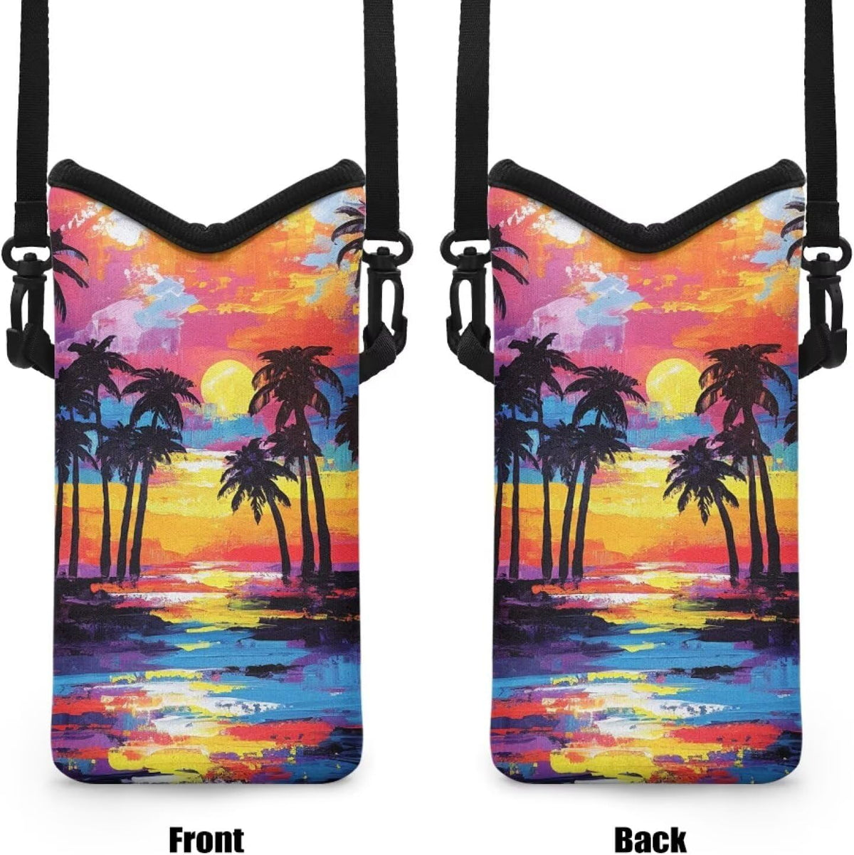 Neoprene Cross Body Phone Bag Pouch for Women Men Waterproof Small Crossbody Bag Protective Smartphone Case Pouch for Cellphone, Keys, Earbuds, Passport, Glitter Butterfly Sparkle Blue