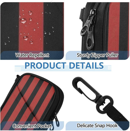 Travel Document Organizer 8.26×5.51×1.18 In | Scratch Resistant Polyester Pen Loop Detachable Strap for Men Women Travel Red Black Stripe