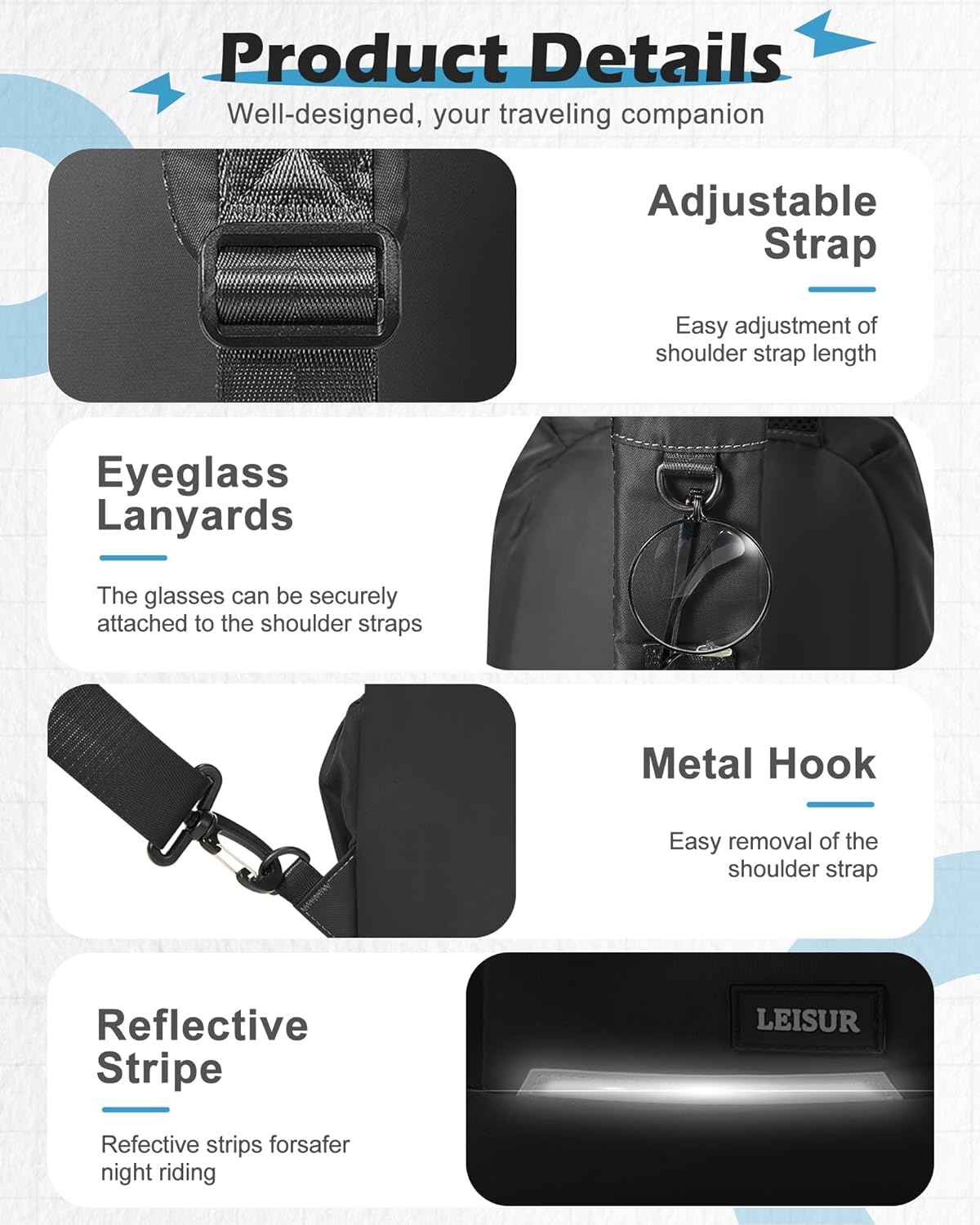Small Black Sling Backpack Travel Hiking Daypack, Crossbody Sling Bag with USB Charging Port for Men Women 3 Layer Pockets One Shoulder Bag for Outdoor Sports Casual Commuting