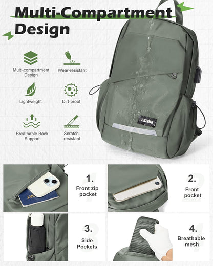 Small Black Sling Backpack Travel Hiking Daypack, Crossbody Sling Bag with USB Charging Port for Men Women 3 Layer Pockets One Shoulder Bag for Outdoor Sports Casual Commuting