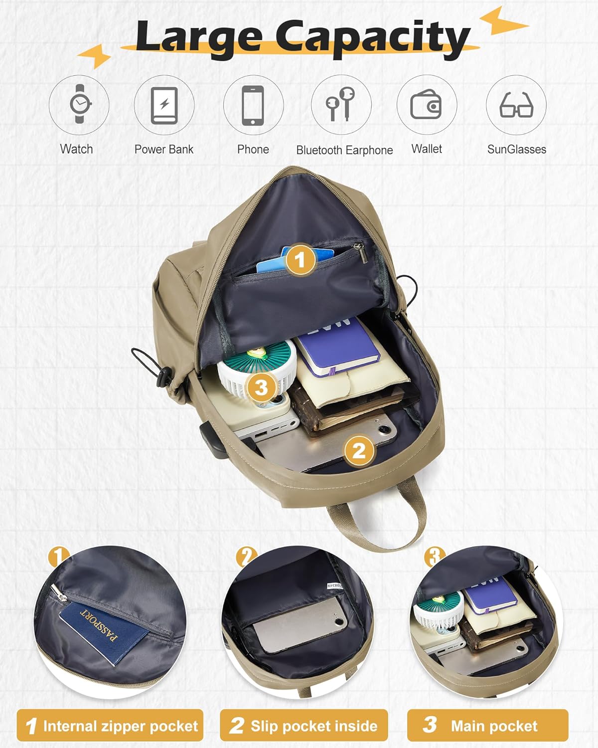 Small Black Sling Backpack Travel Hiking Daypack, Crossbody Sling Bag with USB Charging Port for Men Women 3 Layer Pockets One Shoulder Bag for Outdoor Sports Casual Commuting