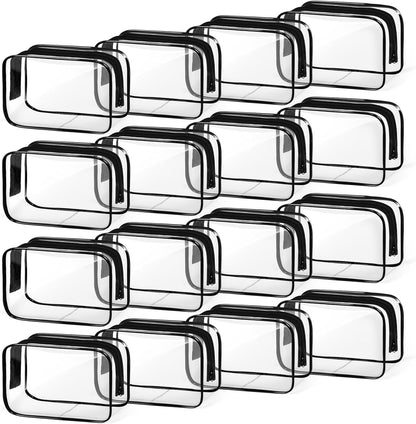 16 PCS Clear Makeup Bag, Travel Essentials Toiletry Bag, Transparent PVC Cosmetic Organizer Toy Storage Pouch for Women Men- WHITE,Medium