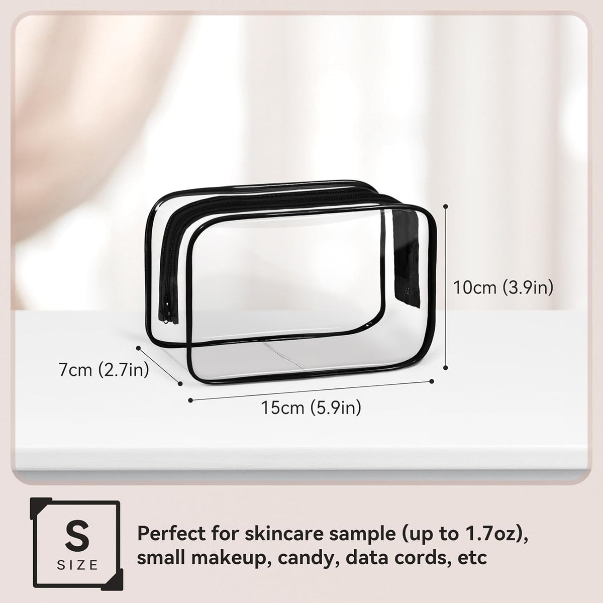 16 PCS Clear Makeup Bag, Travel Essentials Toiletry Bag, Transparent PVC Cosmetic Organizer Toy Storage Pouch for Women Men- WHITE,Medium