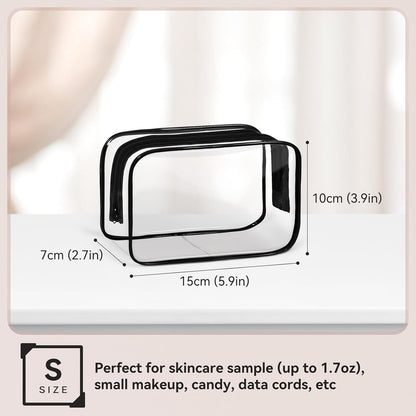 16 PCS Clear Makeup Bag, Travel Essentials Toiletry Bag, Transparent PVC Cosmetic Organizer Toy Storage Pouch for Women Men- WHITE,Medium