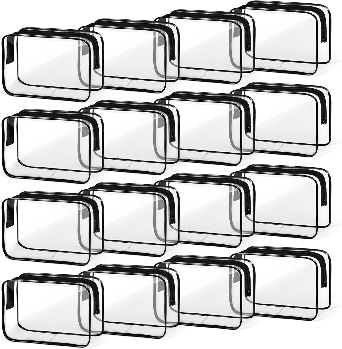 16 PCS Clear Makeup Bag, Travel Essentials Toiletry Bag, Transparent PVC Cosmetic Organizer Toy Storage Pouch for Women Men- WHITE,Medium