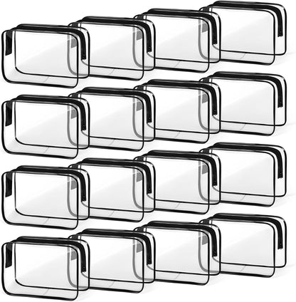16 PCS Clear Makeup Bag, Travel Essentials Toiletry Bag, Transparent PVC Cosmetic Organizer Toy Storage Pouch for Women Men- WHITE,Medium