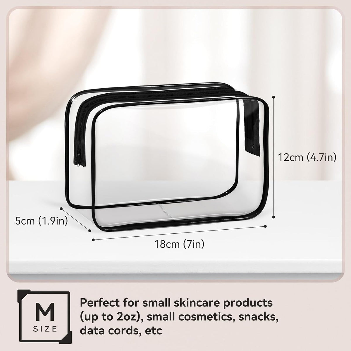 16 PCS Clear Makeup Bag, Travel Essentials Toiletry Bag, Transparent PVC Cosmetic Organizer Toy Storage Pouch for Women Men- WHITE,Medium