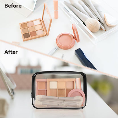 16 PCS Clear Makeup Bag, Travel Essentials Toiletry Bag, Transparent PVC Cosmetic Organizer Toy Storage Pouch for Women Men- WHITE,Medium