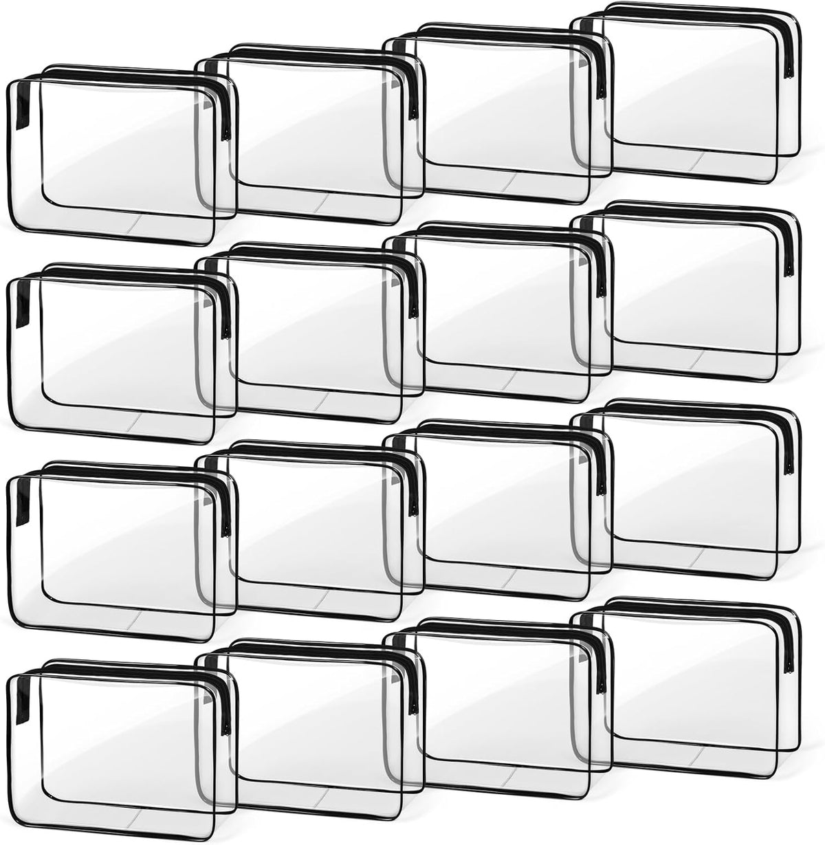 16 PCS Clear Makeup Bag, Travel Essentials Toiletry Bag, Transparent PVC Cosmetic Organizer Toy Storage Pouch for Women Men- WHITE,Medium