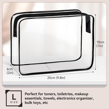 16 PCS Clear Makeup Bag, Travel Essentials Toiletry Bag, Transparent PVC Cosmetic Organizer Toy Storage Pouch for Women Men- WHITE,Medium
