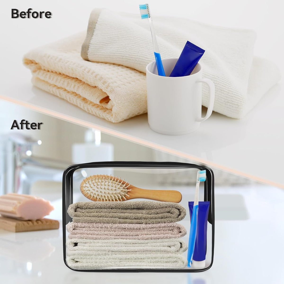 16 PCS Clear Makeup Bag, Travel Essentials Toiletry Bag, Transparent PVC Cosmetic Organizer Toy Storage Pouch for Women Men- WHITE,Medium