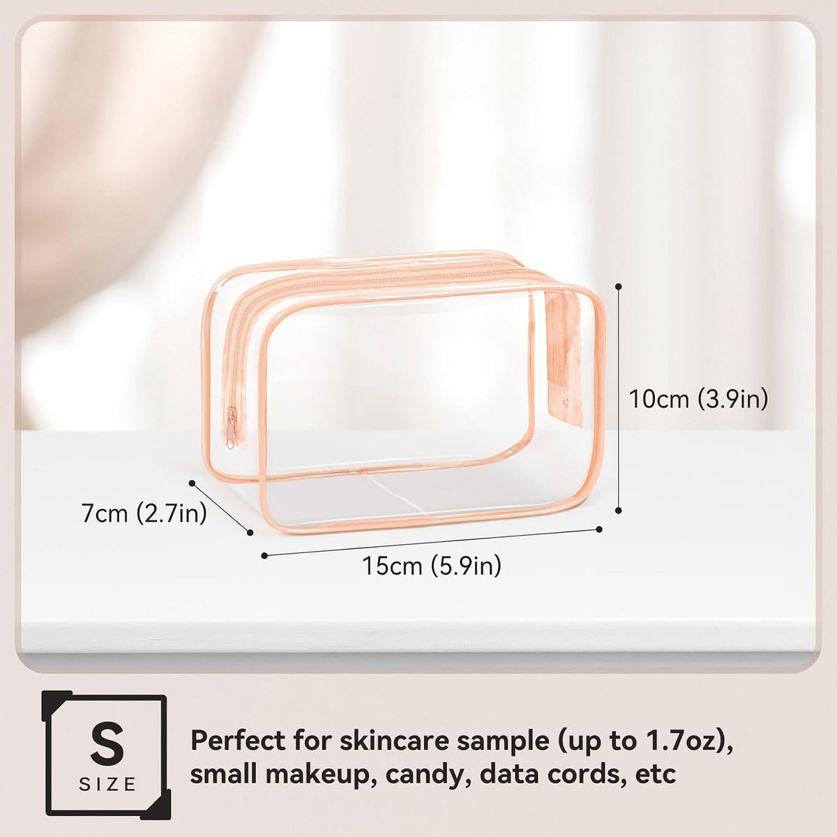 16 PCS Clear Makeup Bag, Travel Essentials Toiletry Bag, Transparent PVC Cosmetic Organizer Toy Storage Pouch for Women Men- WHITE,Medium