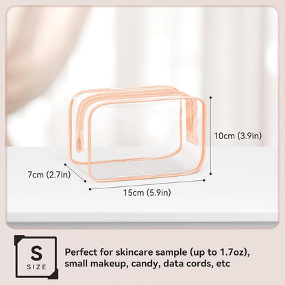 16 PCS Clear Makeup Bag, Travel Essentials Toiletry Bag, Transparent PVC Cosmetic Organizer Toy Storage Pouch for Women Men- WHITE,Medium