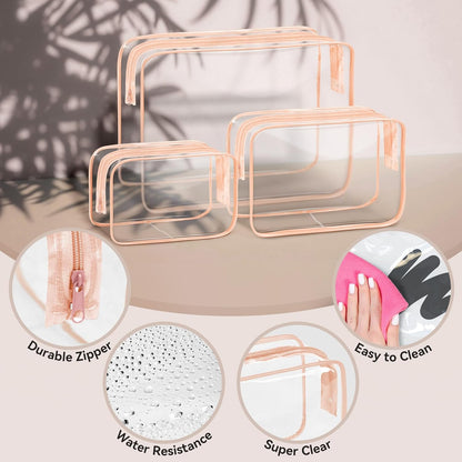 16 PCS Clear Makeup Bag, Travel Essentials Toiletry Bag, Transparent PVC Cosmetic Organizer Toy Storage Pouch for Women Men- WHITE,Medium