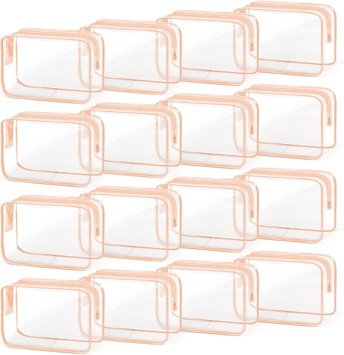 16 PCS Clear Makeup Bag, Travel Essentials Toiletry Bag, Transparent PVC Cosmetic Organizer Toy Storage Pouch for Women Men- WHITE,Medium