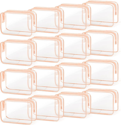 16 PCS Clear Makeup Bag, Travel Essentials Toiletry Bag, Transparent PVC Cosmetic Organizer Toy Storage Pouch for Women Men- WHITE,Medium