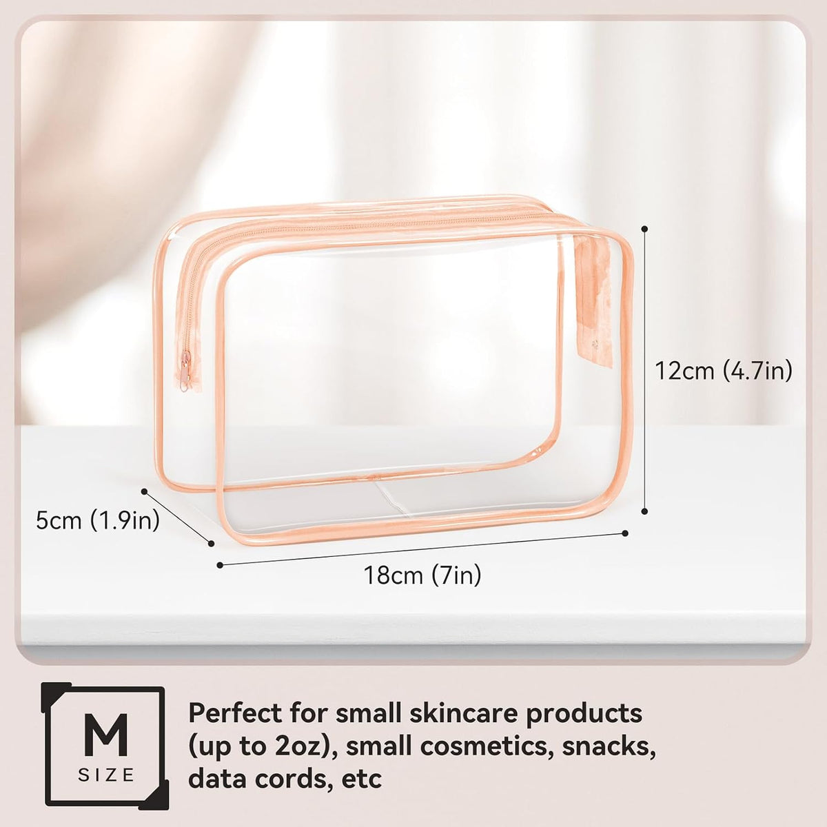 16 PCS Clear Makeup Bag, Travel Essentials Toiletry Bag, Transparent PVC Cosmetic Organizer Toy Storage Pouch for Women Men- WHITE,Medium